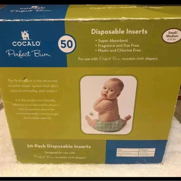 CoCalo Perfect Bum 50 Disposable Diaper Inserts S/M PLUS FREE GIFT - Picture 1 of 9